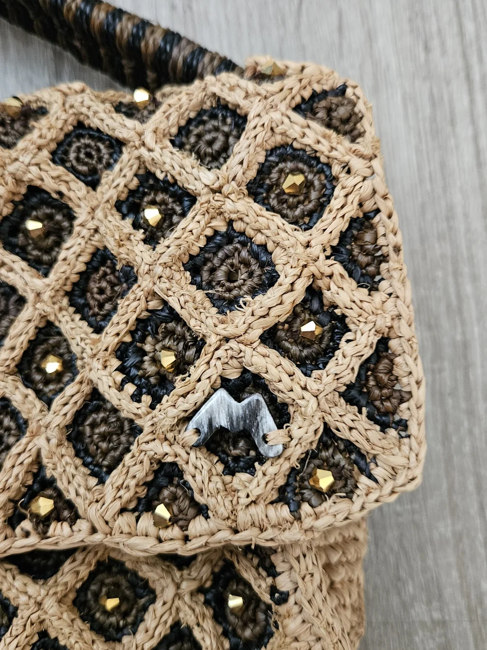 NWT Made for a Woman Vakona Clutch Handwoven Raphia Beaded Madagascar